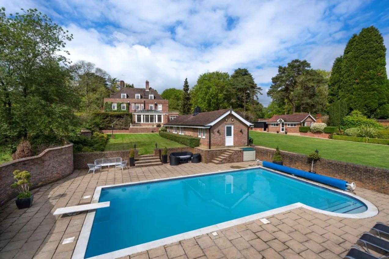 The property comes with a heated swimming pool. Picture: Zoopla / Knight Frank