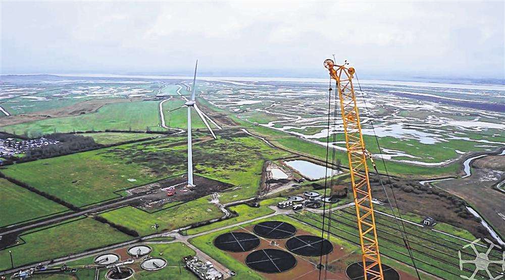 Completed wind turbines at HMP Standford Hill, Eastchurch Picture: John Mills