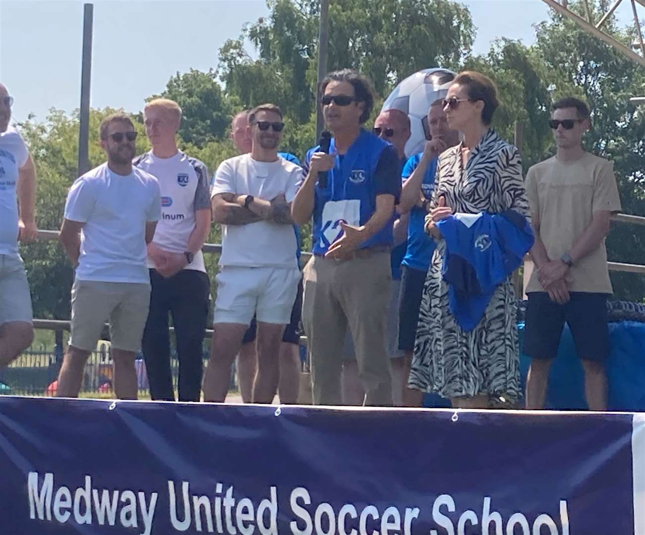 Special guests Brad and Shannon Galinson on stage at the Medway United club presentation