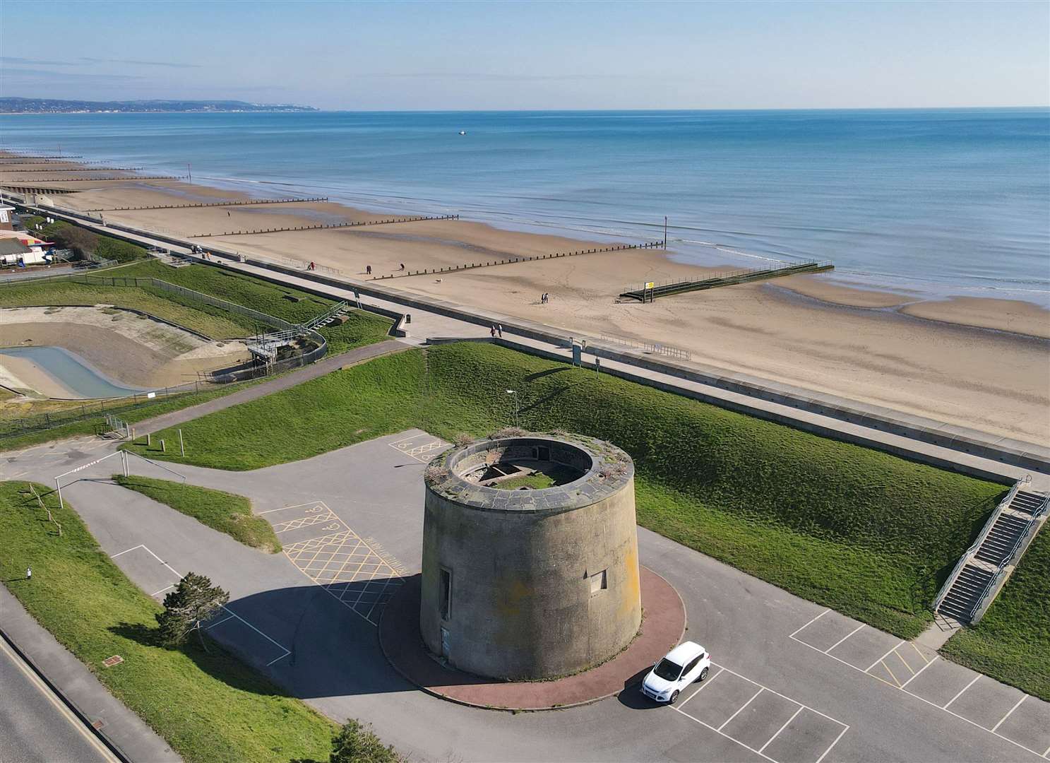 The Martello tower in Dymchurch, pictured in 2021, sits in Dymchurch Beach car park. Picture: Savills