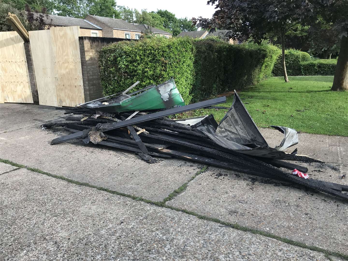 The aftermath of a garage fire in Caling Croft, New Ash Green (12535464)