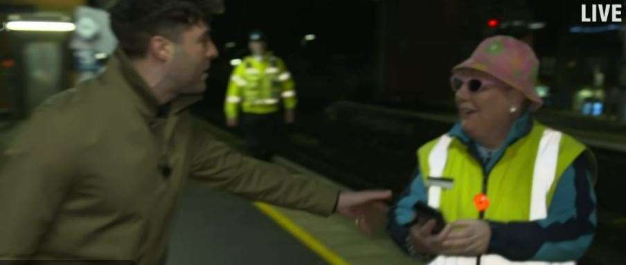 Jordan North approaching Teresa Lampkin at Strood Railway Station. Picture: ITV