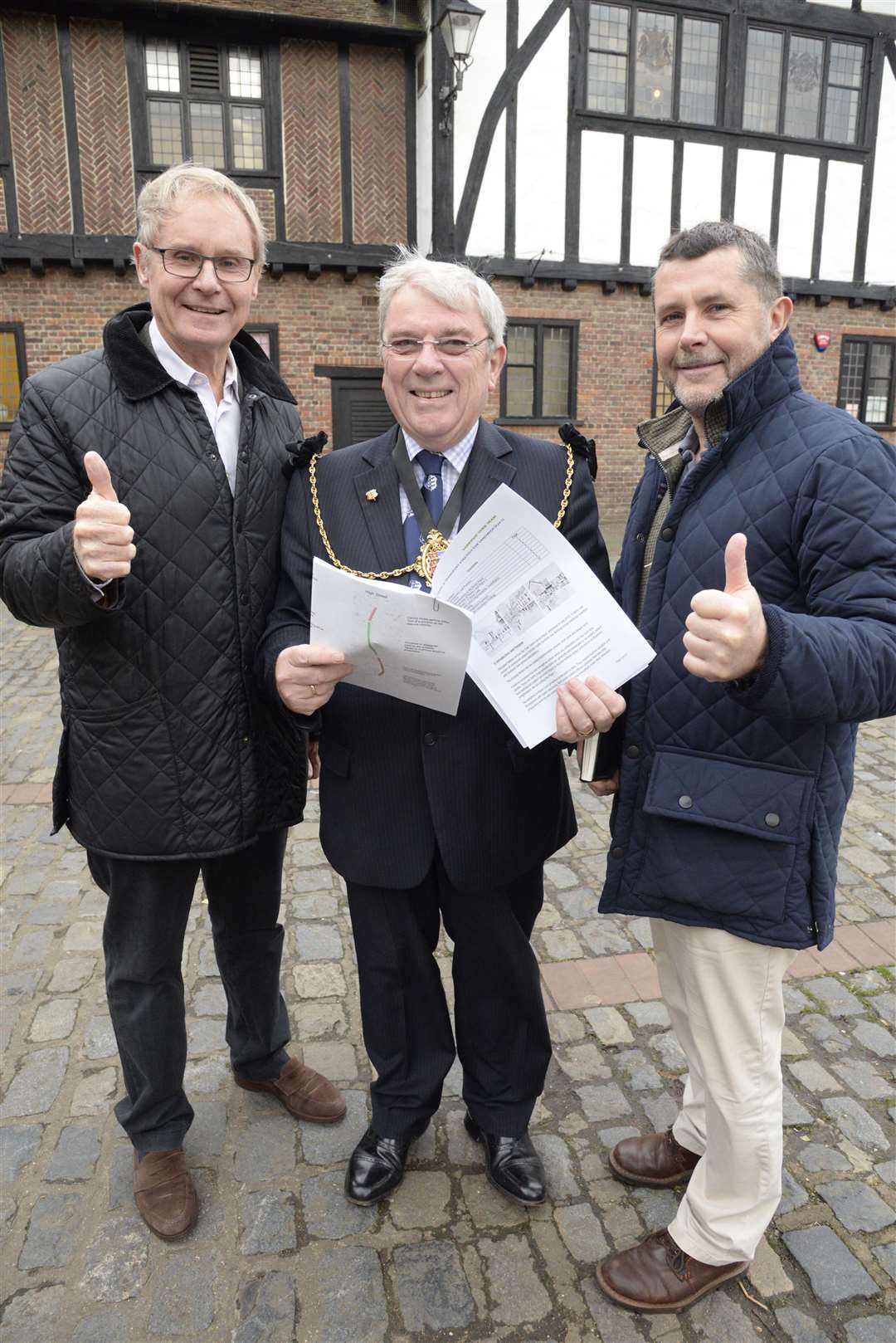 Richard Ralph, mayor of Sandwich Paul Graeme and Cllr MJ Holloway