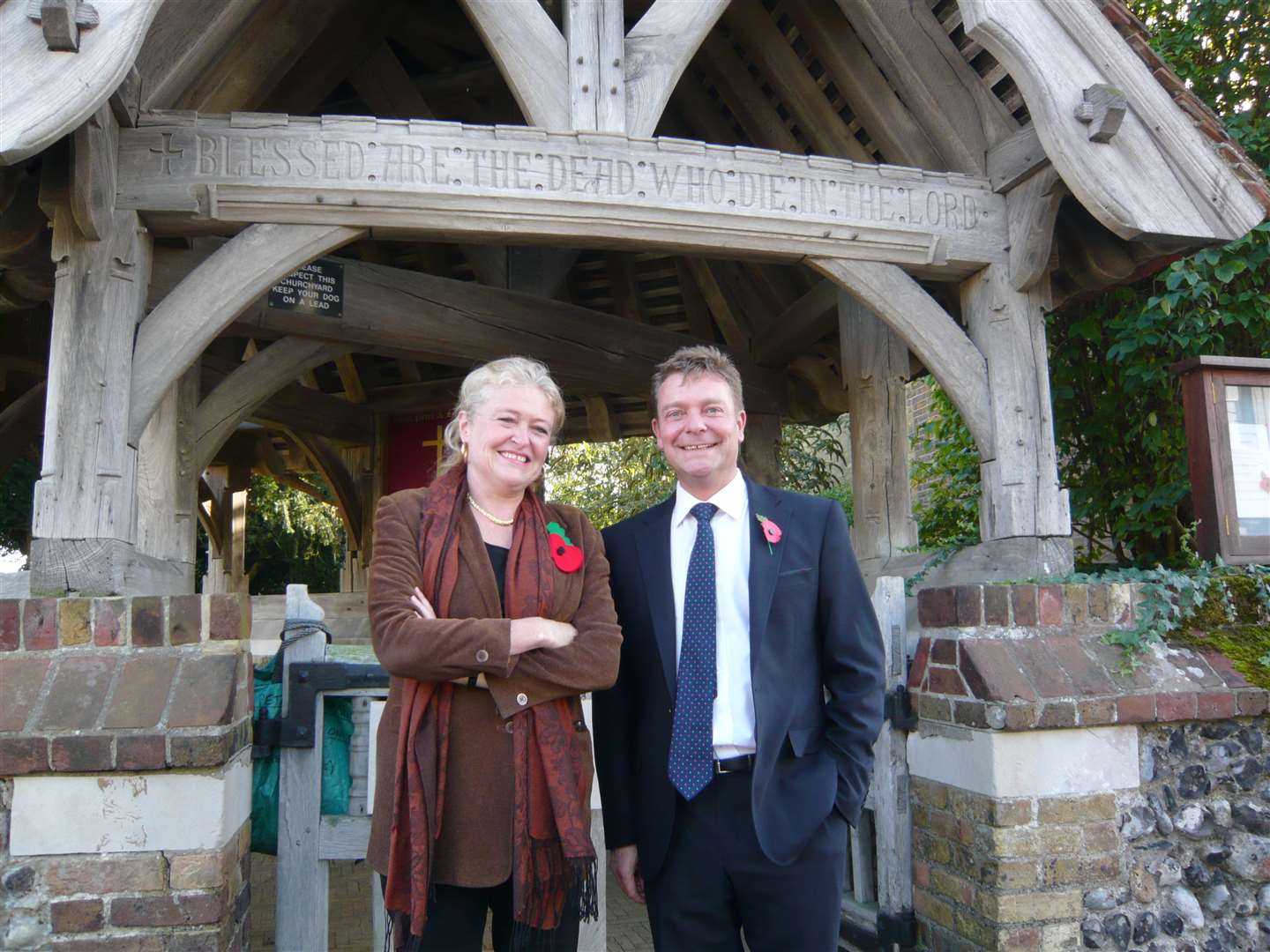 Laura Sandys MP and Conservative parliamentary candidate Craig Mackinlay in Worth after the Worth Referendum