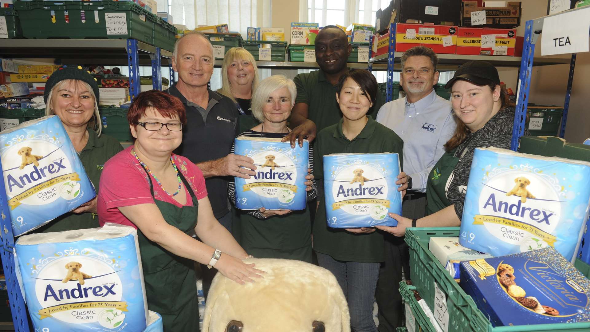 Staff from Kimberly Clark's depot in Northfleet donated toilet paper to a foodbank last year