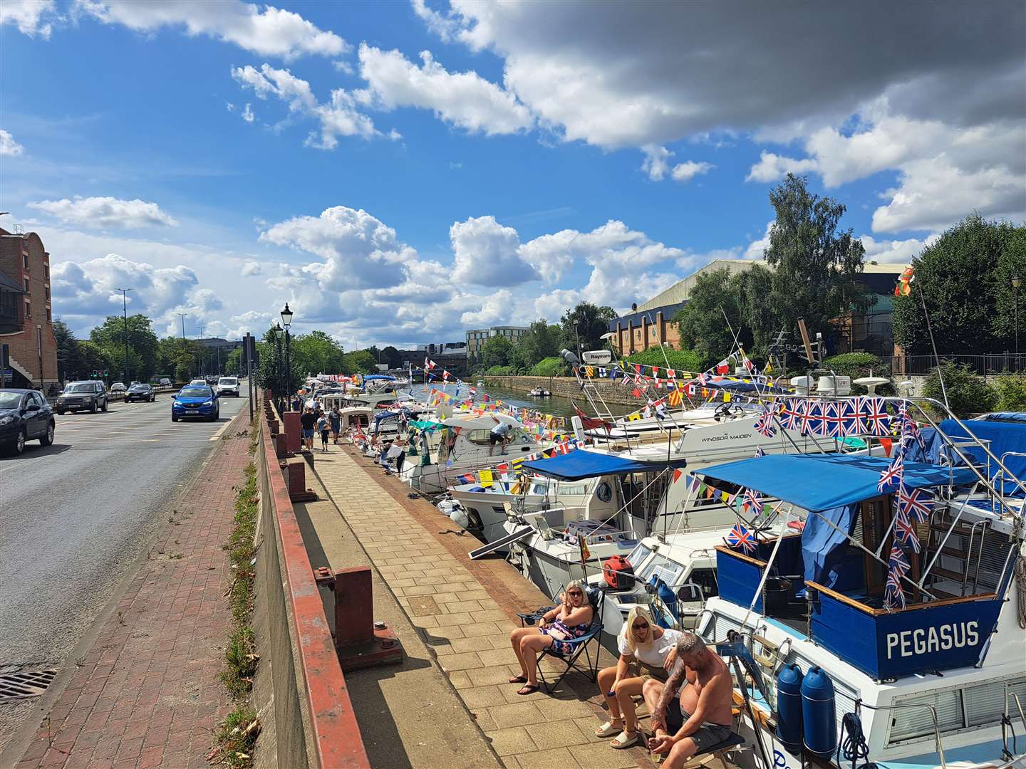 Maidstone River Festival: Boats lining the riverbank