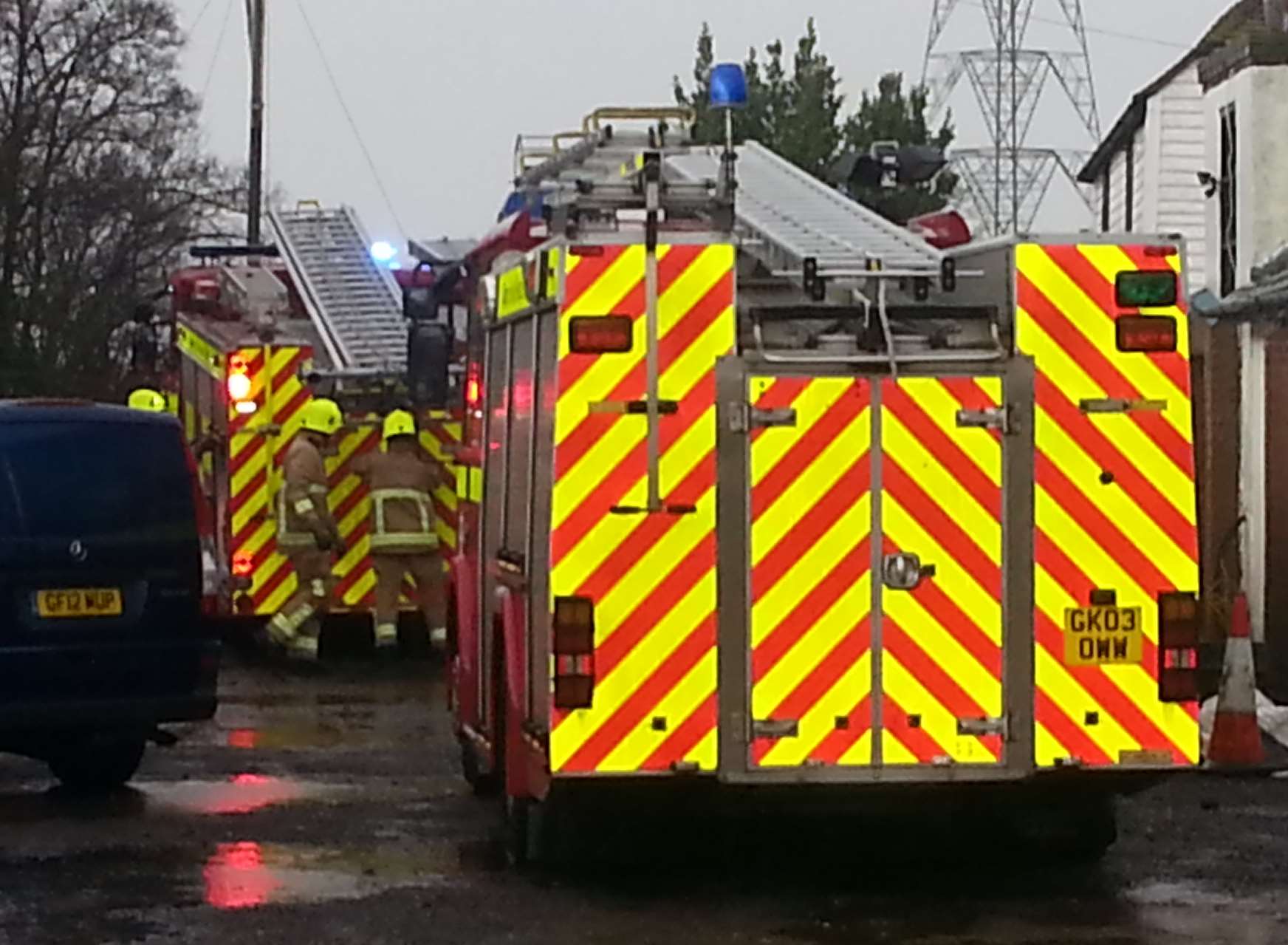 A fire engine on a call-out. Stock picture