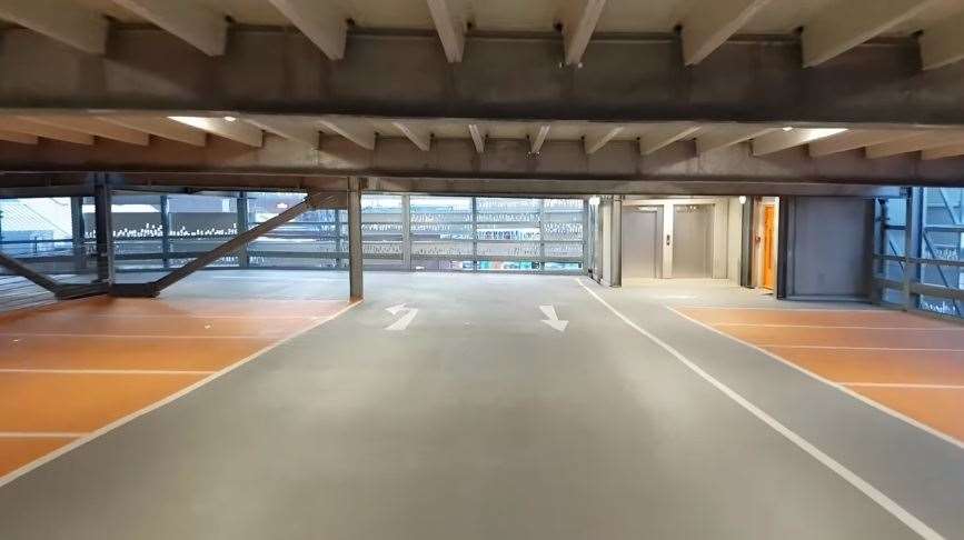 Going down: the third floor of Sittingbourne's multi-storey car park coloured orange. Picture: Morthren (14031938)