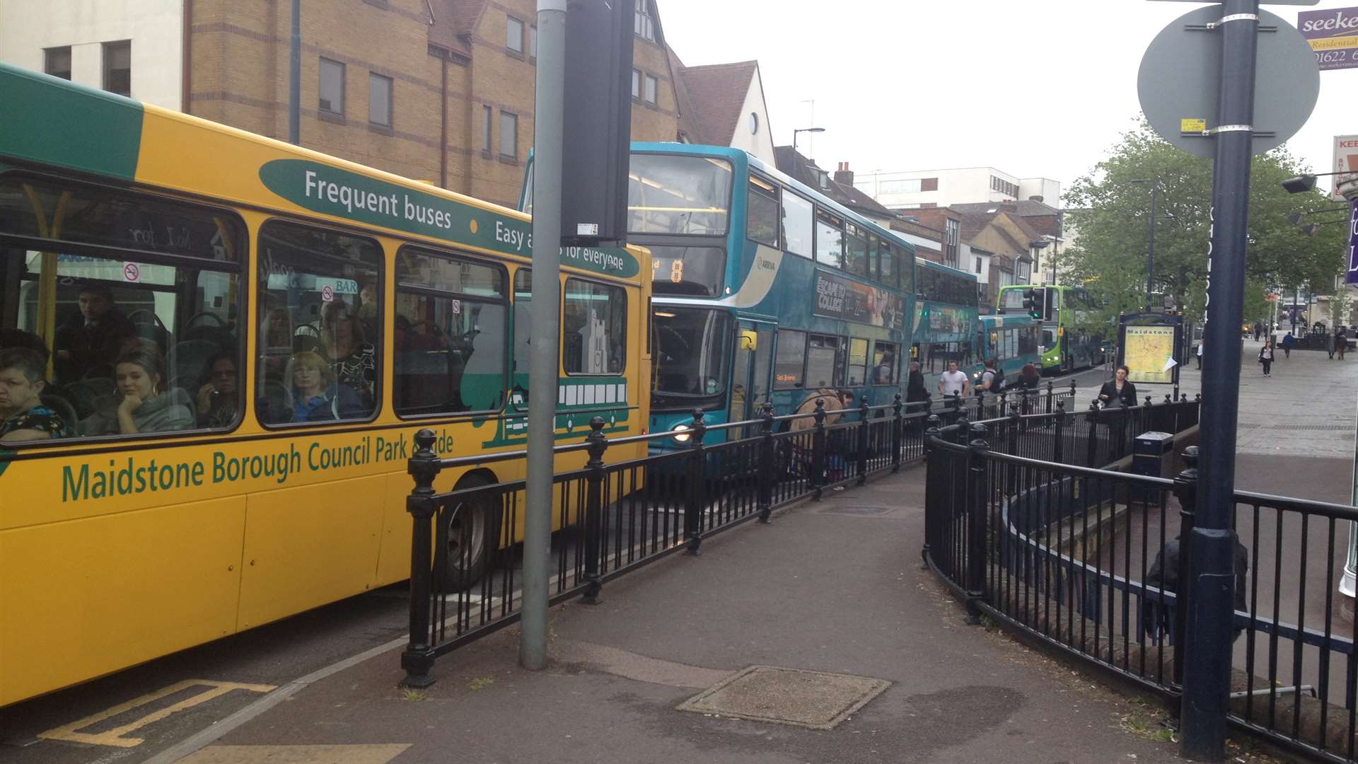 The incident caused a backlog of buses