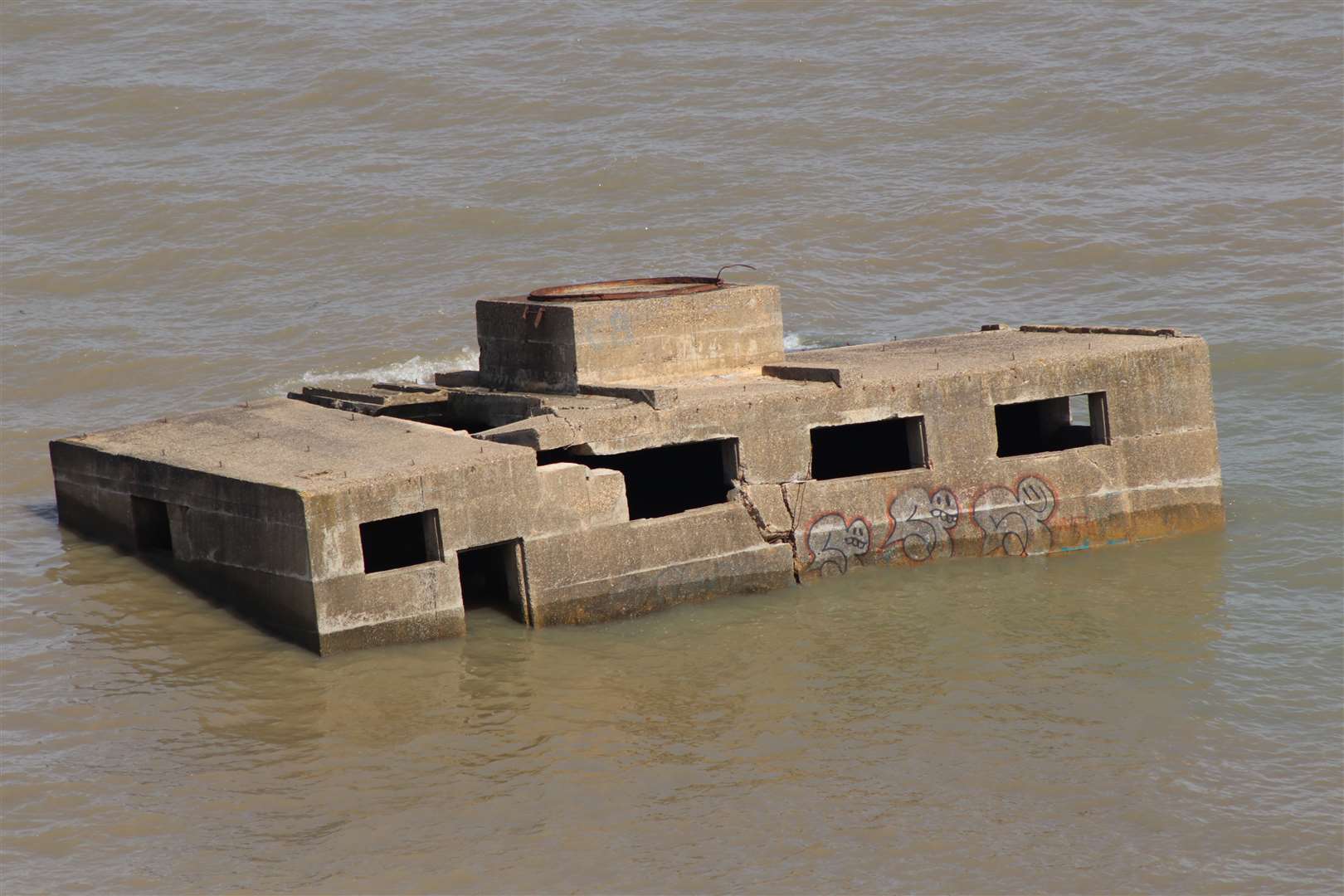 Second World War concrete defences have slipped from the top of the cliffs at Warden and are now on the beach