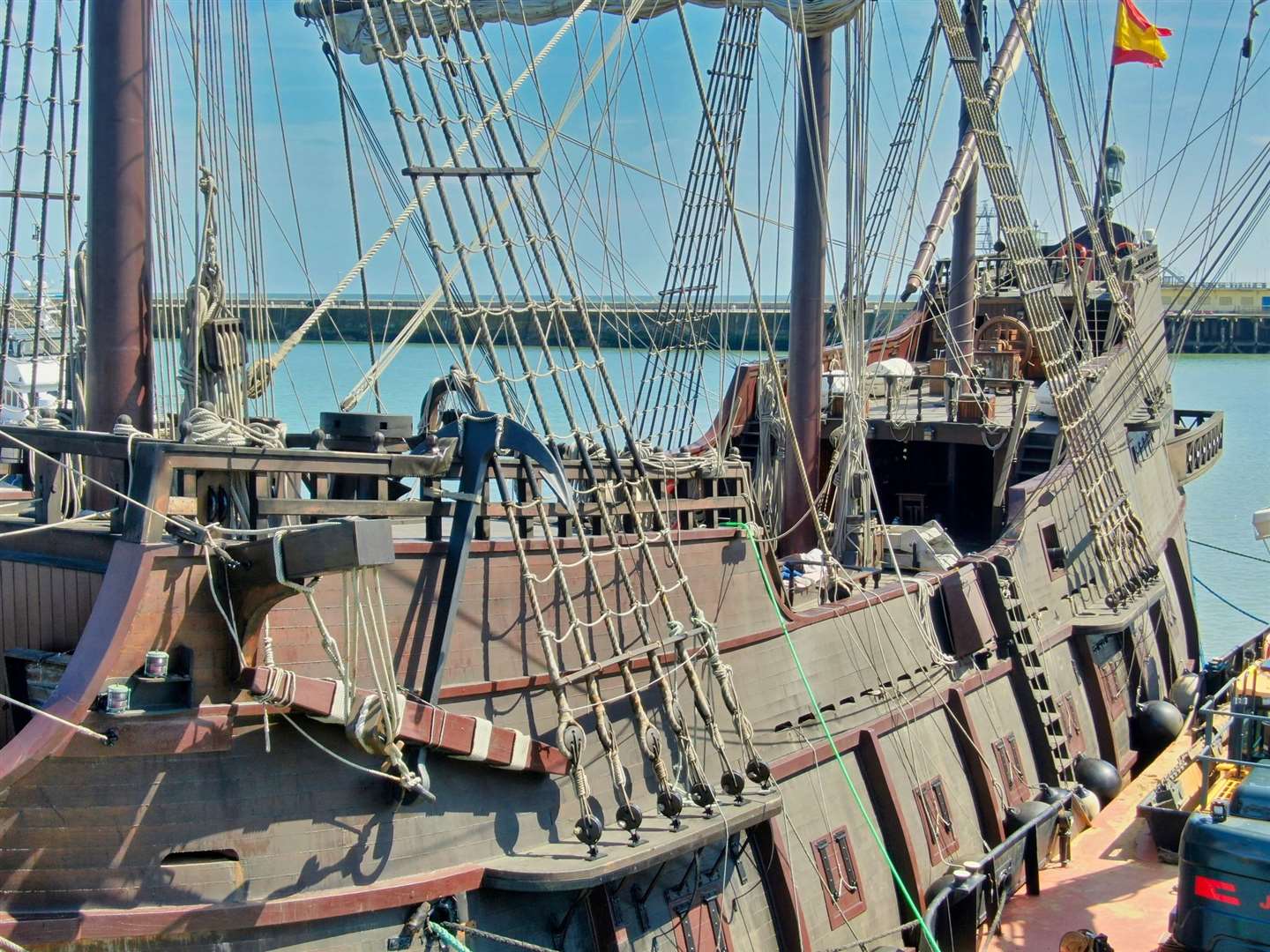 The replica 17th century ship El Galeon Andalucia is 500 tonnes and 160 ft long. Picture: Swift Aerial Photography