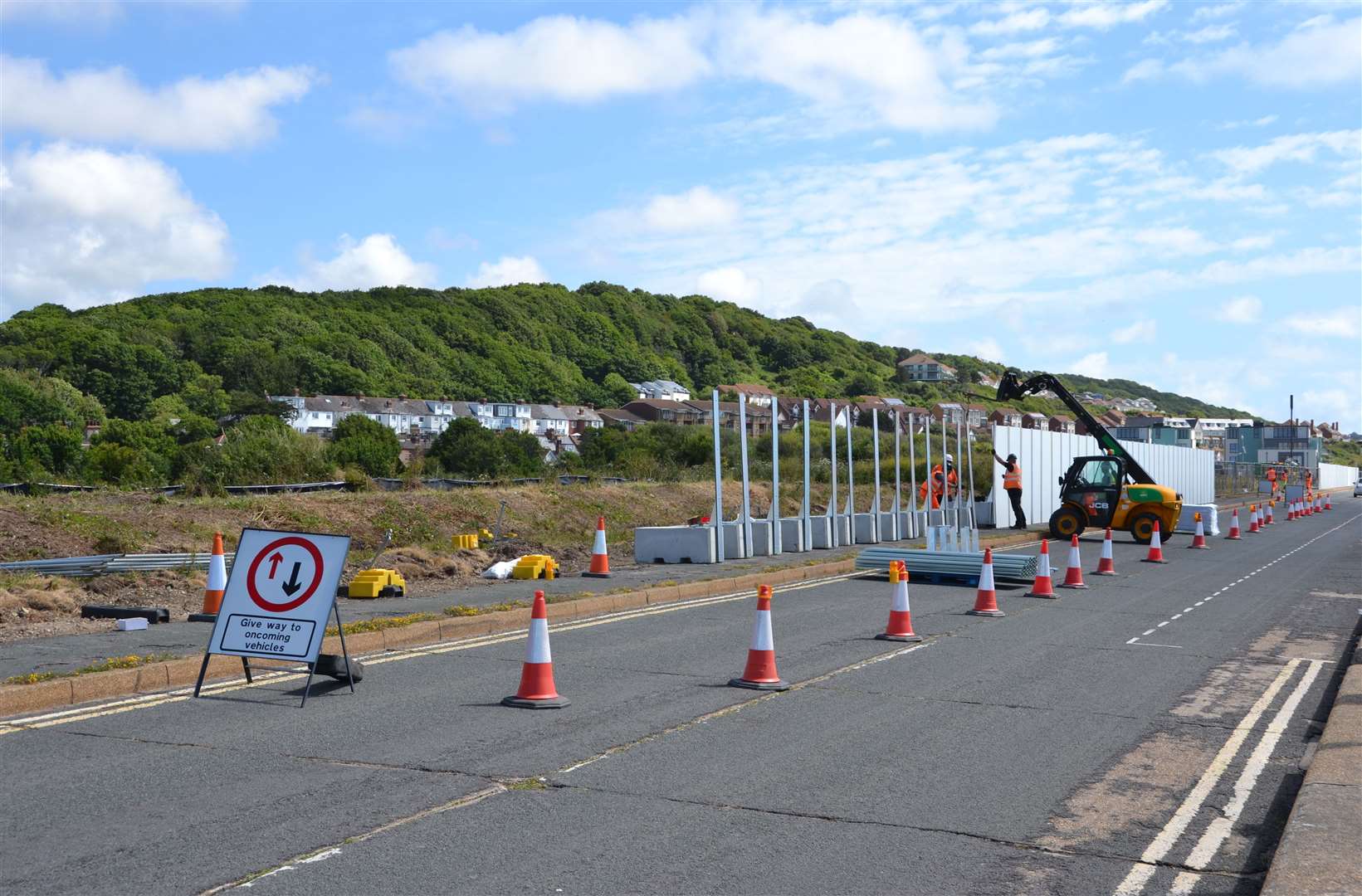 Hoardings being put up around the site of Princes Parade in Hythe. Picture: Folkestone and Hythe District Council