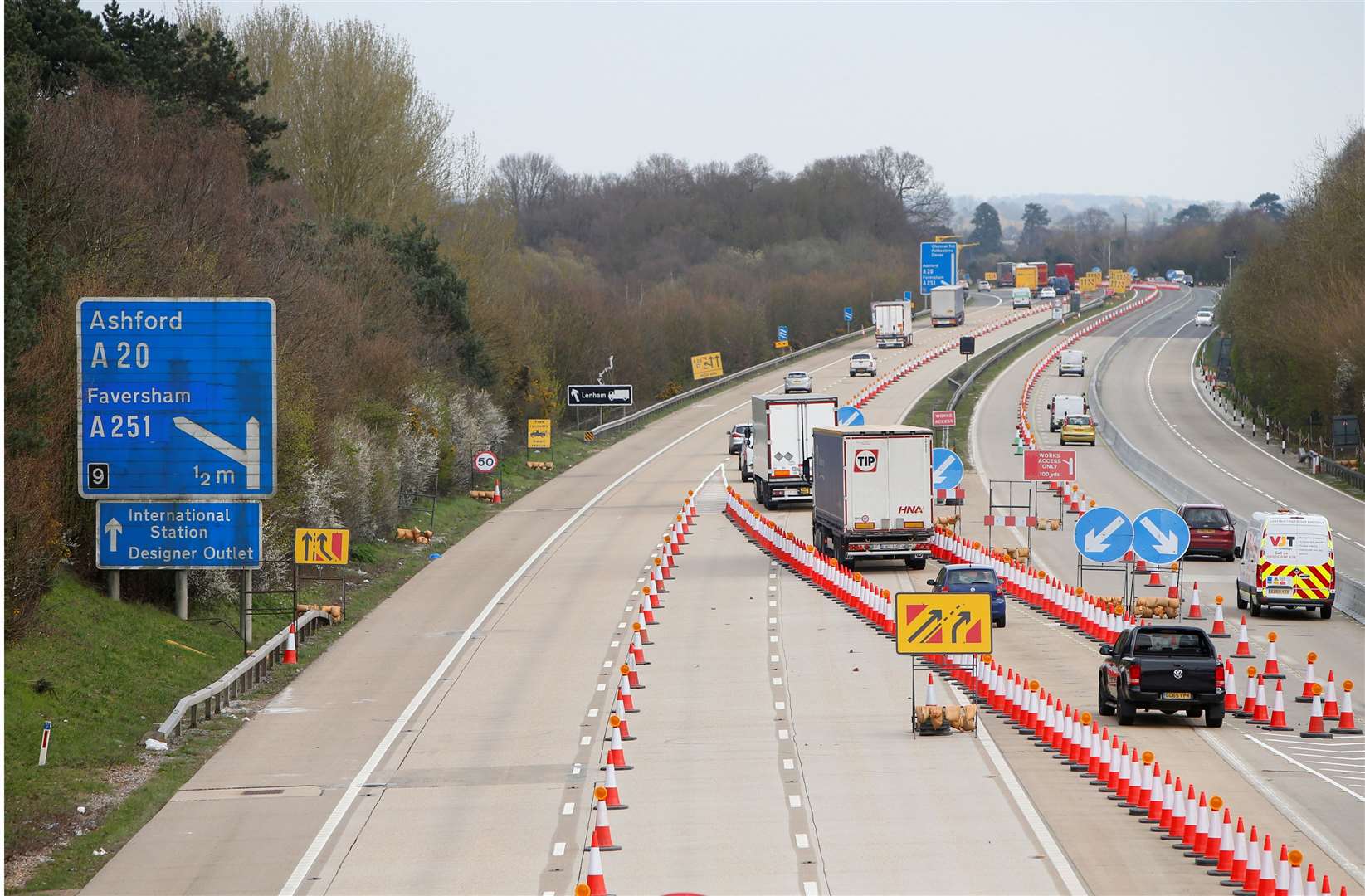 Operation Brock in place on the M20 between junctions 8 and 9. Pic: Andy Jones