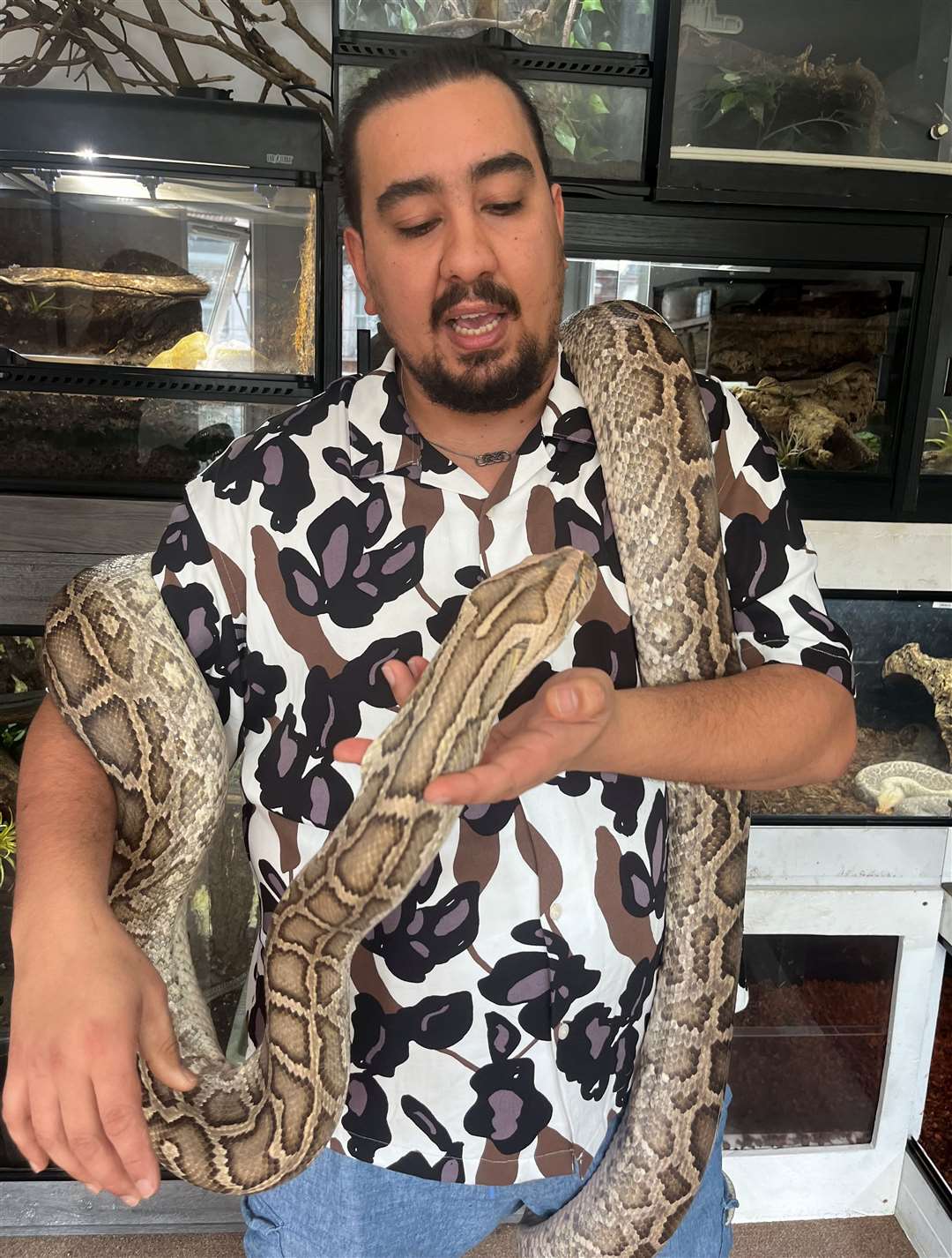 Marwan (Marv) Elboury with Burma the Burmese python