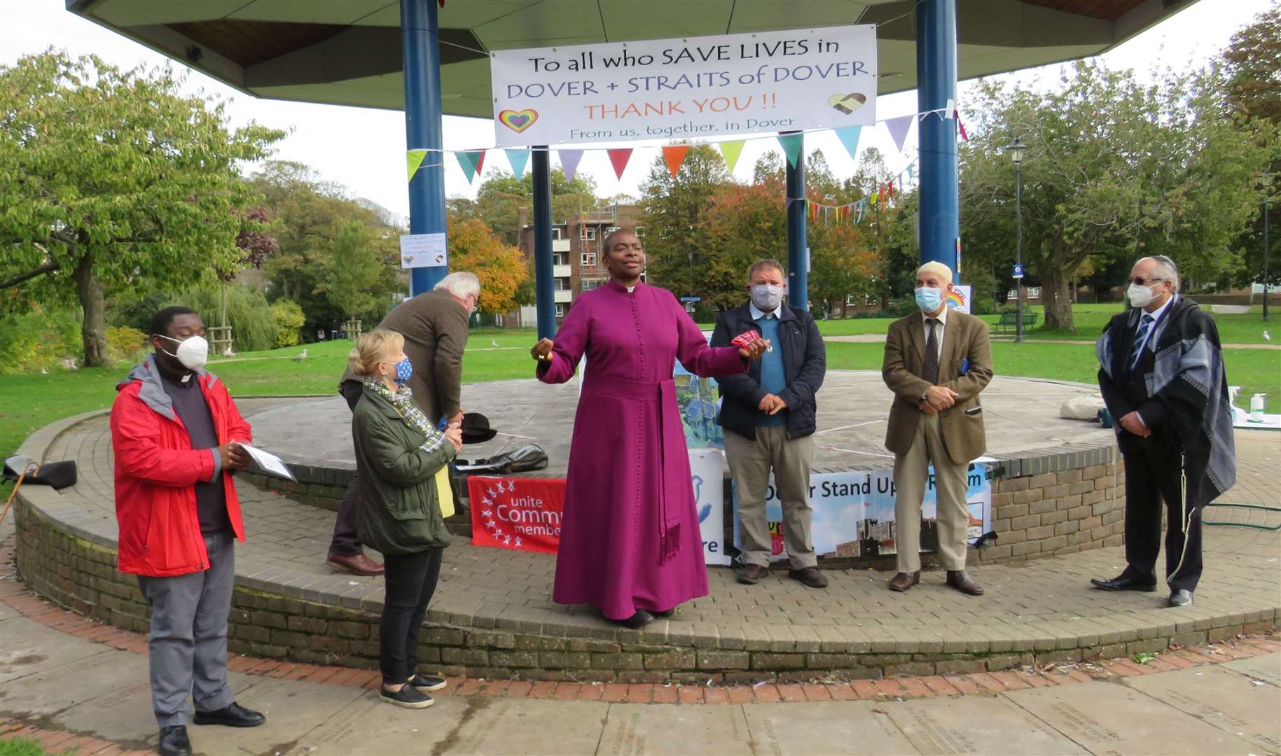 The thanksgiving in Dover was attended by Father Leo Liz and David of St Paul's Catholic Church, Bishop Rose Hudson-Wilkin, Dr Sinan Rawi and Ramazan Altun of Canterbury Mosque, and Rabbi Cliff Cohen