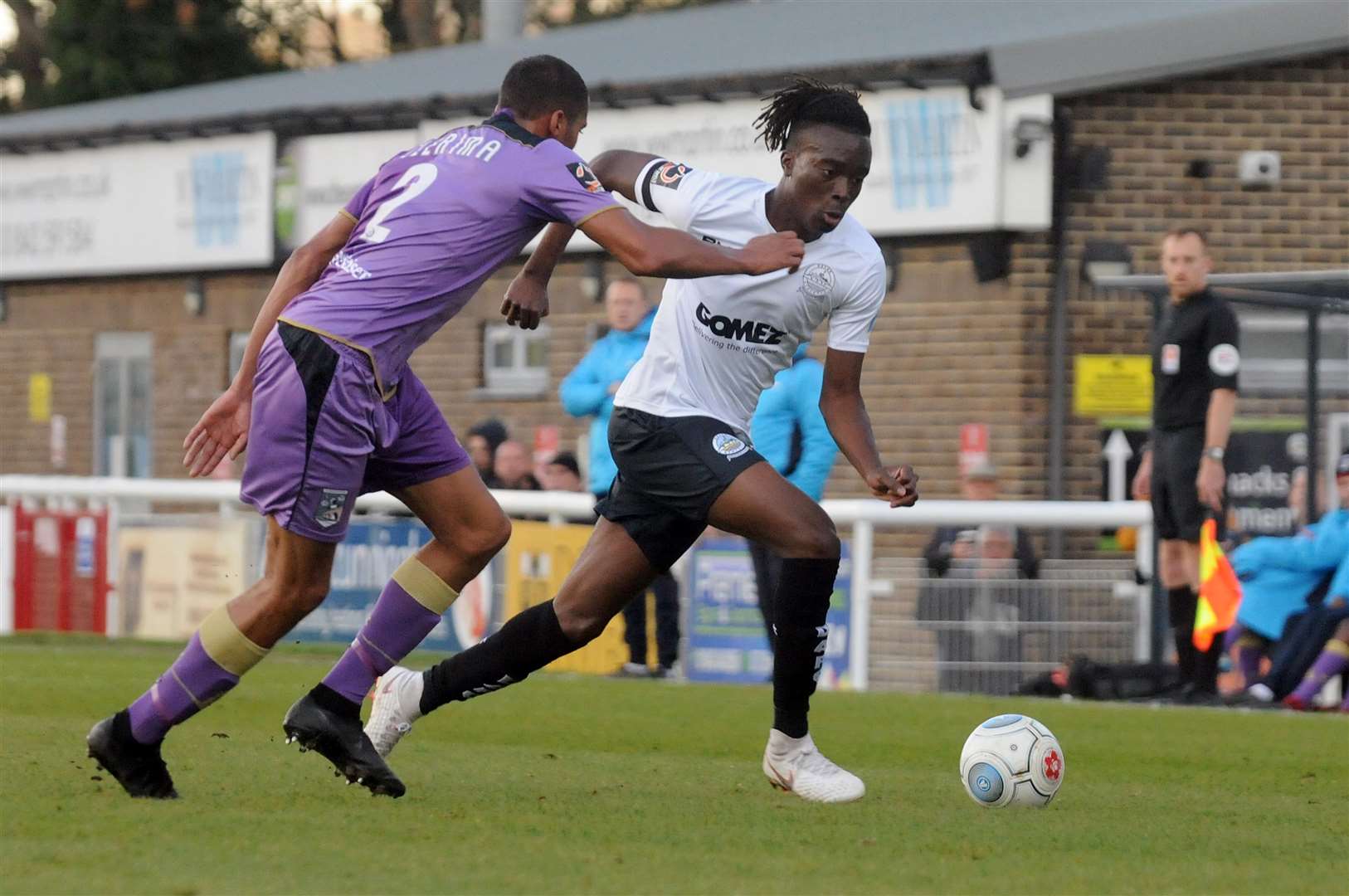 Josh Debayo on the attack for Dover. Picture: Wayne McCabe.