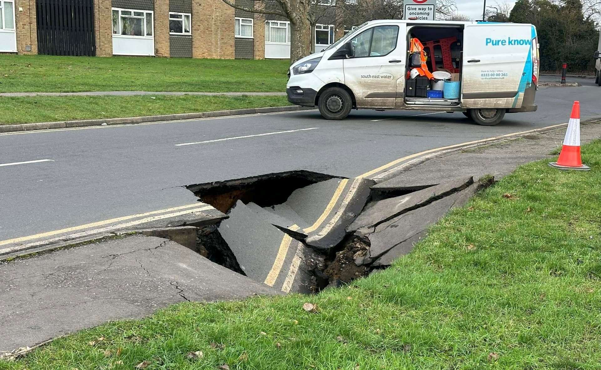 The sinkhole opened up on Monday morning