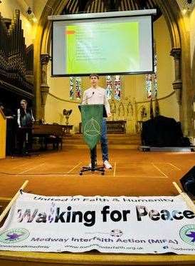 Oliver Tomlin speaking at a Holocaust memorial event