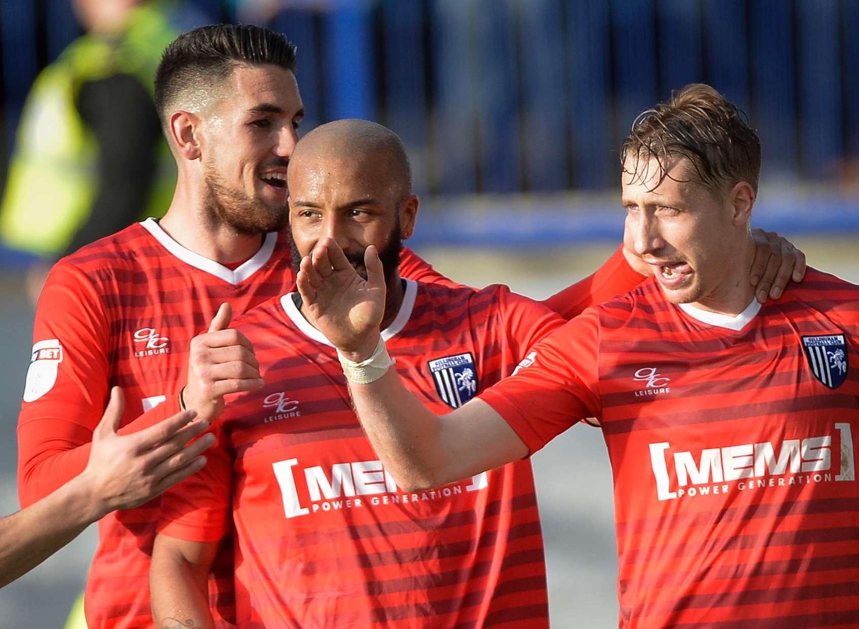 Lee Martin, right, and Conor Wilkinson, left, celebrate at Pompey Picture: Ady Kerry