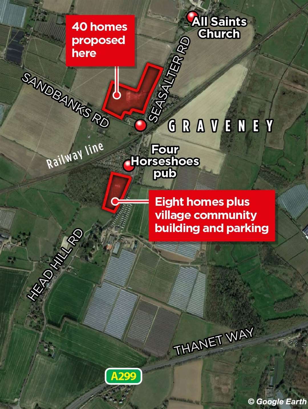 The proposed sites in Graveney