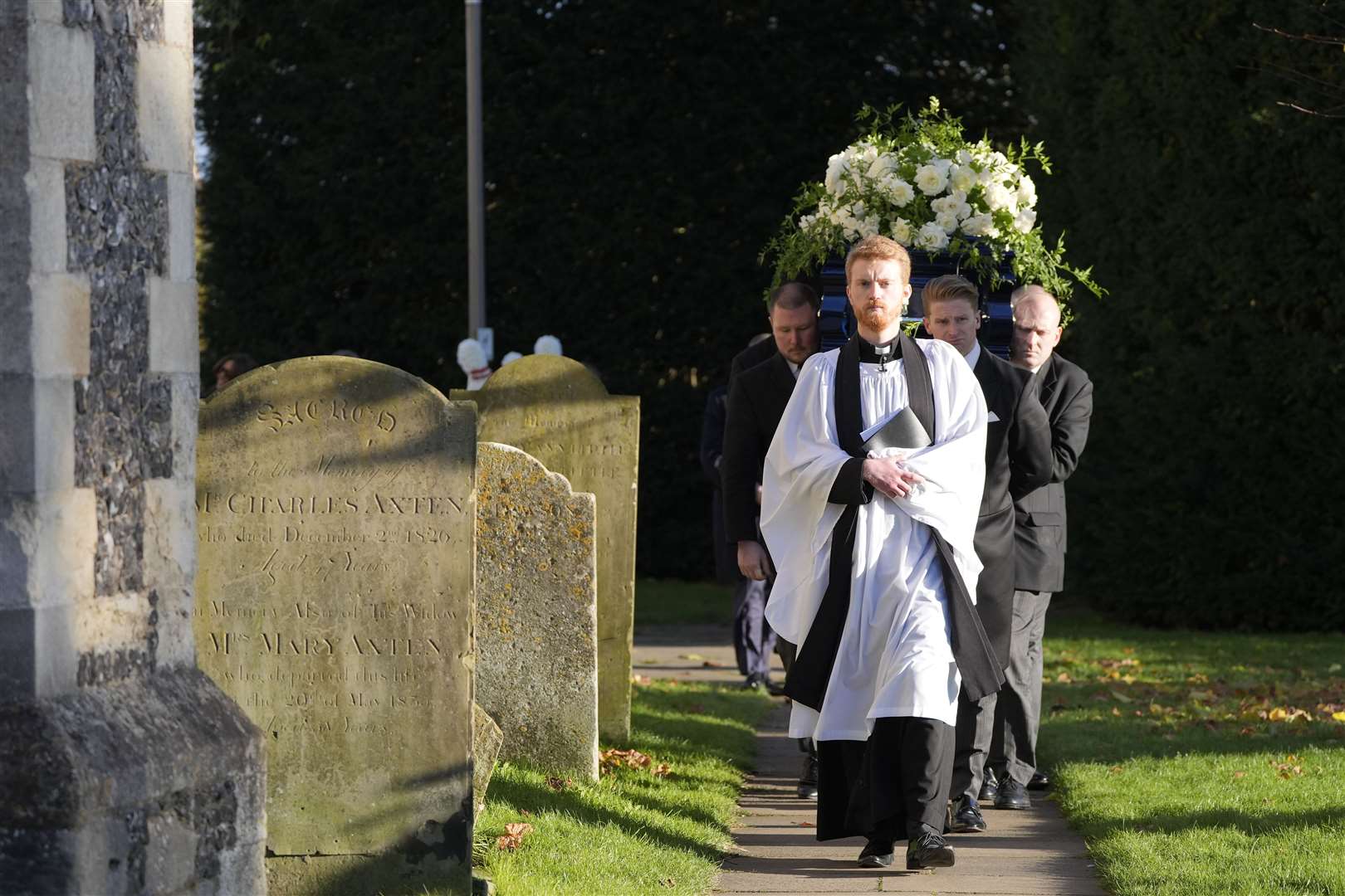 Liam Payne’s coffin is carried by pallbearers (Andrew Matthews/PA)