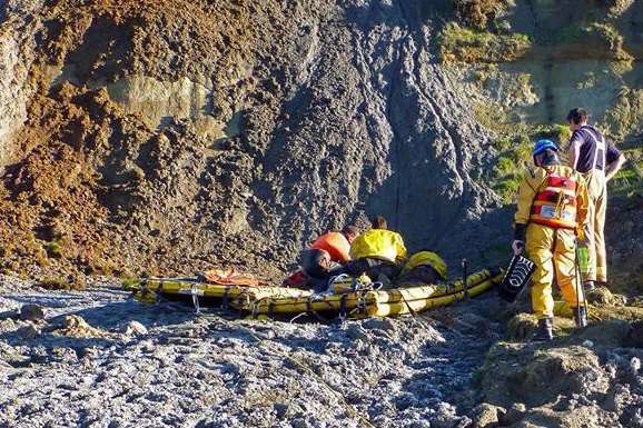 A woman was rescued after sinking into the mud at Reculver