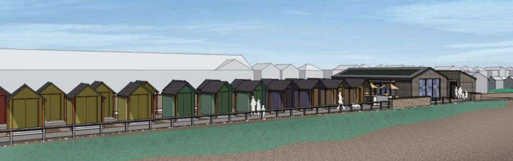 Painted in a spectrum of colours, beach chalets would line a 175m stretch of the Romney Marsh coast under new plans