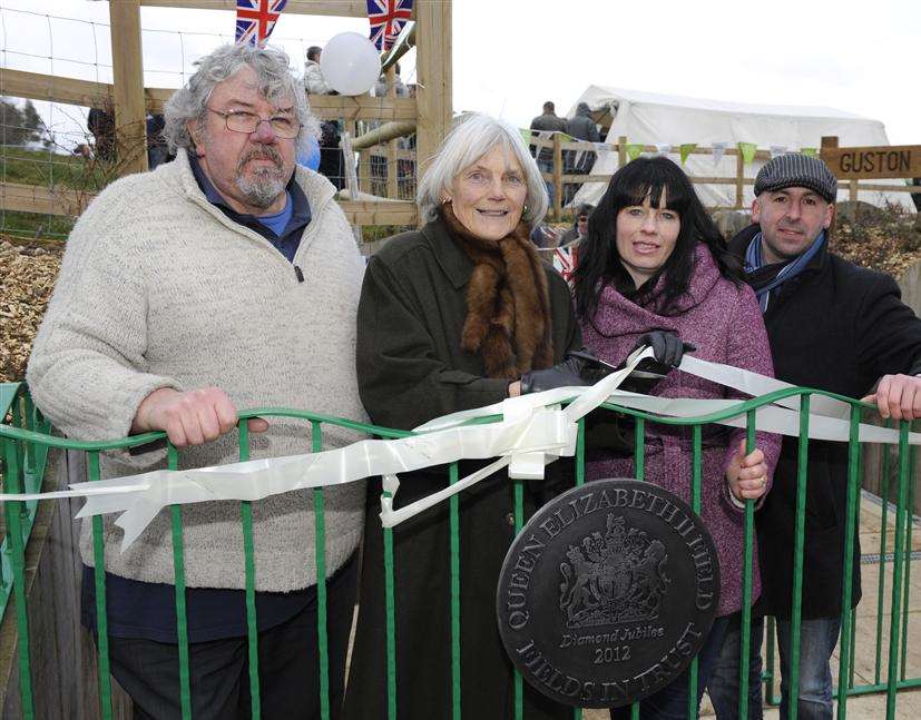 Lady Pender, second left, opening Guston Field in March