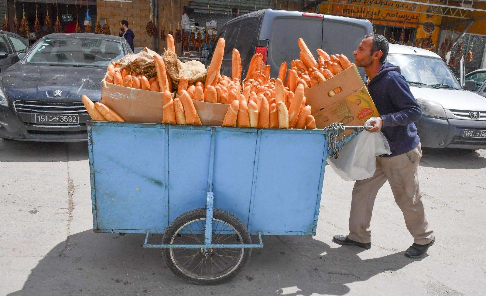 Fresh bread off to the market. Photo: Jules Annan