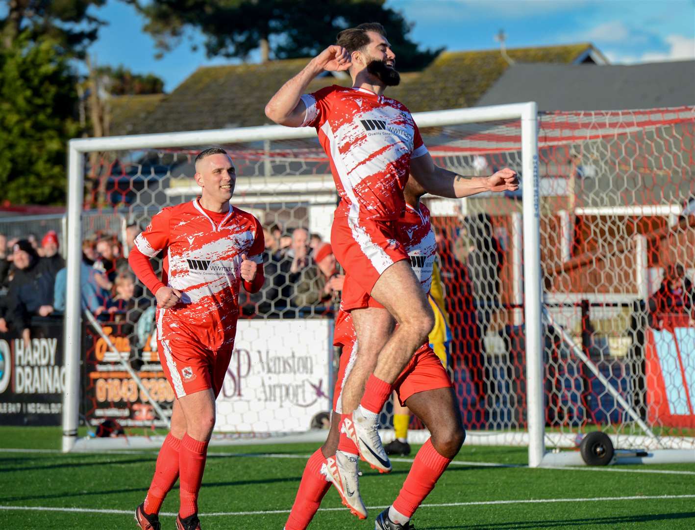 Joe Turner celebrates scoring for Ramsgate. Picture: Stuart Watson