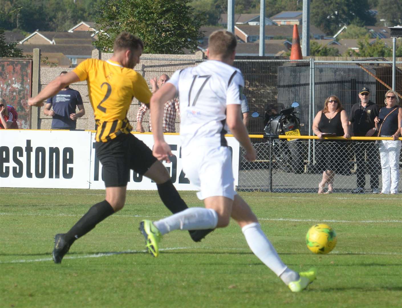 Josh Vincent scores Folkestone's winner against Bishop's Stortford Picture: Chris Davey