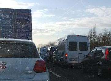 Long tailbacks on the M2. Picture: @The_Vintage_Cat.