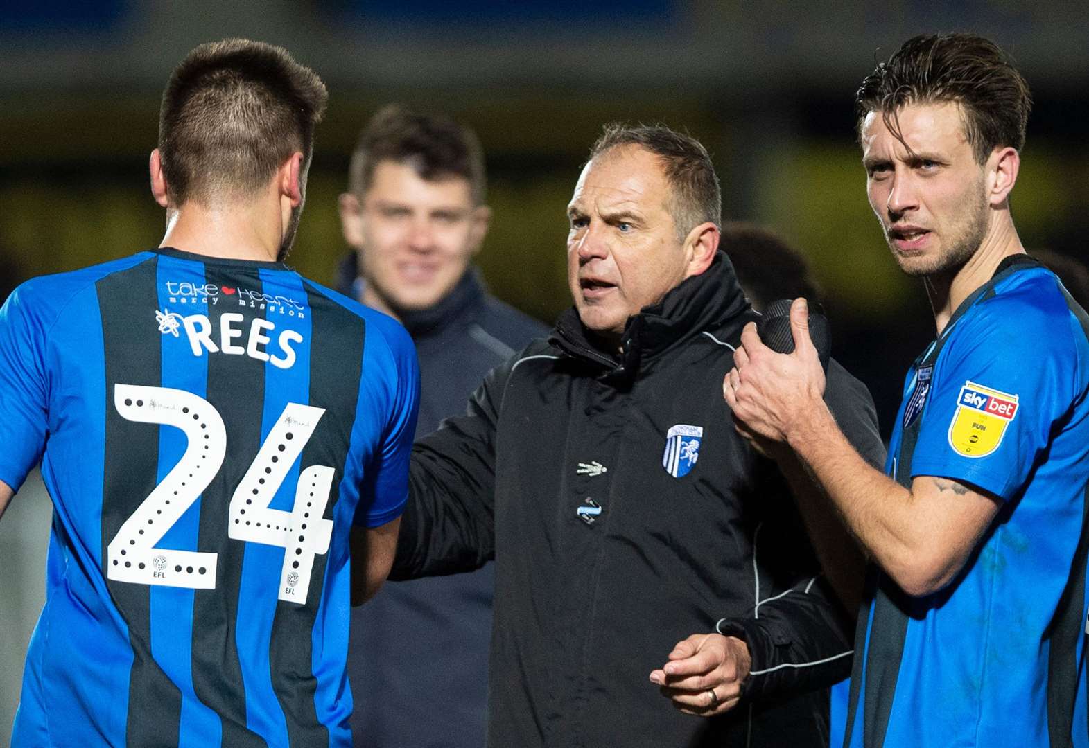 Steve Lovell congratulates Josh Rees at the end of the game Picture: Ady Kerry