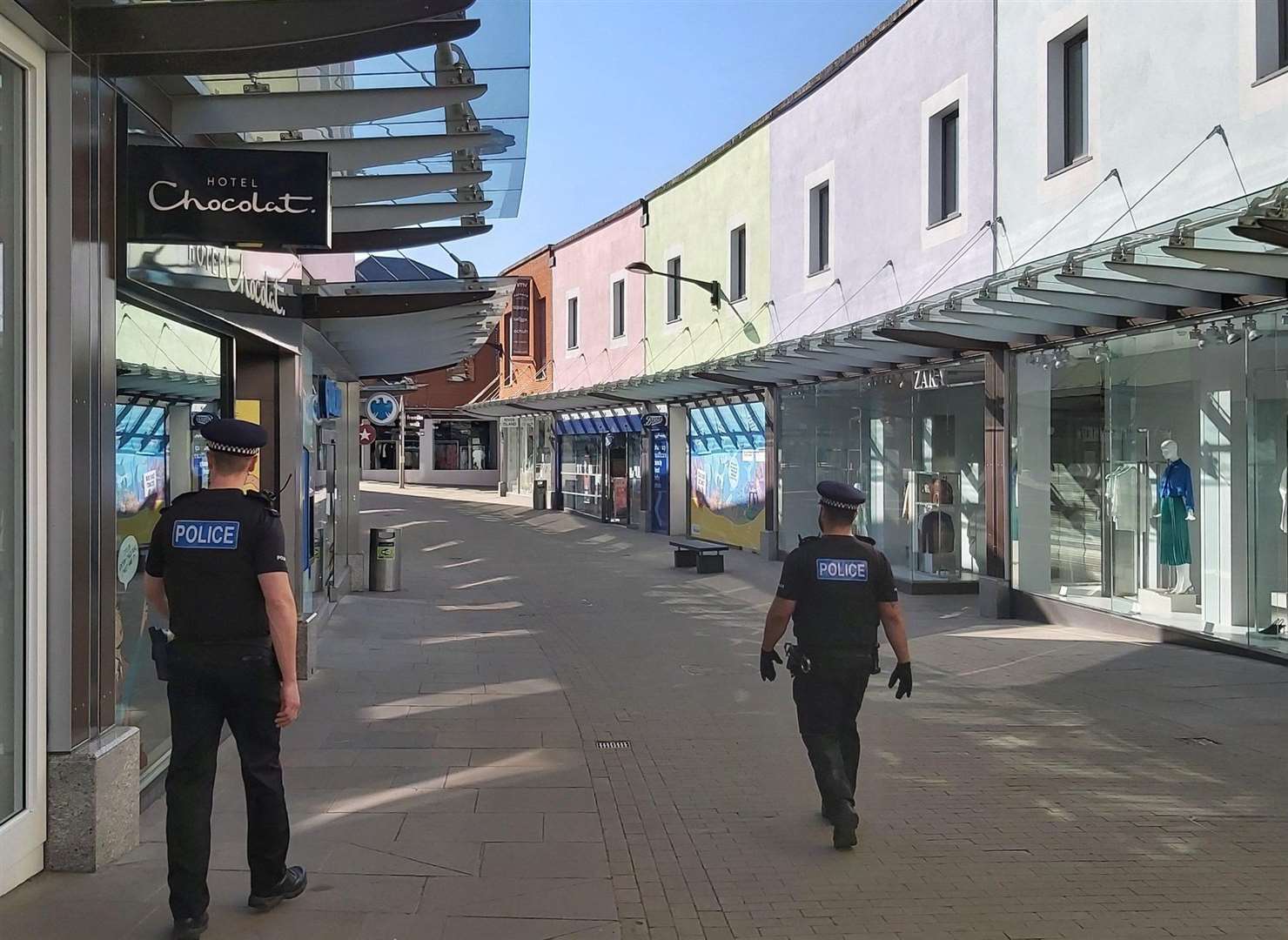 Police patrol empty streets in Maidstone