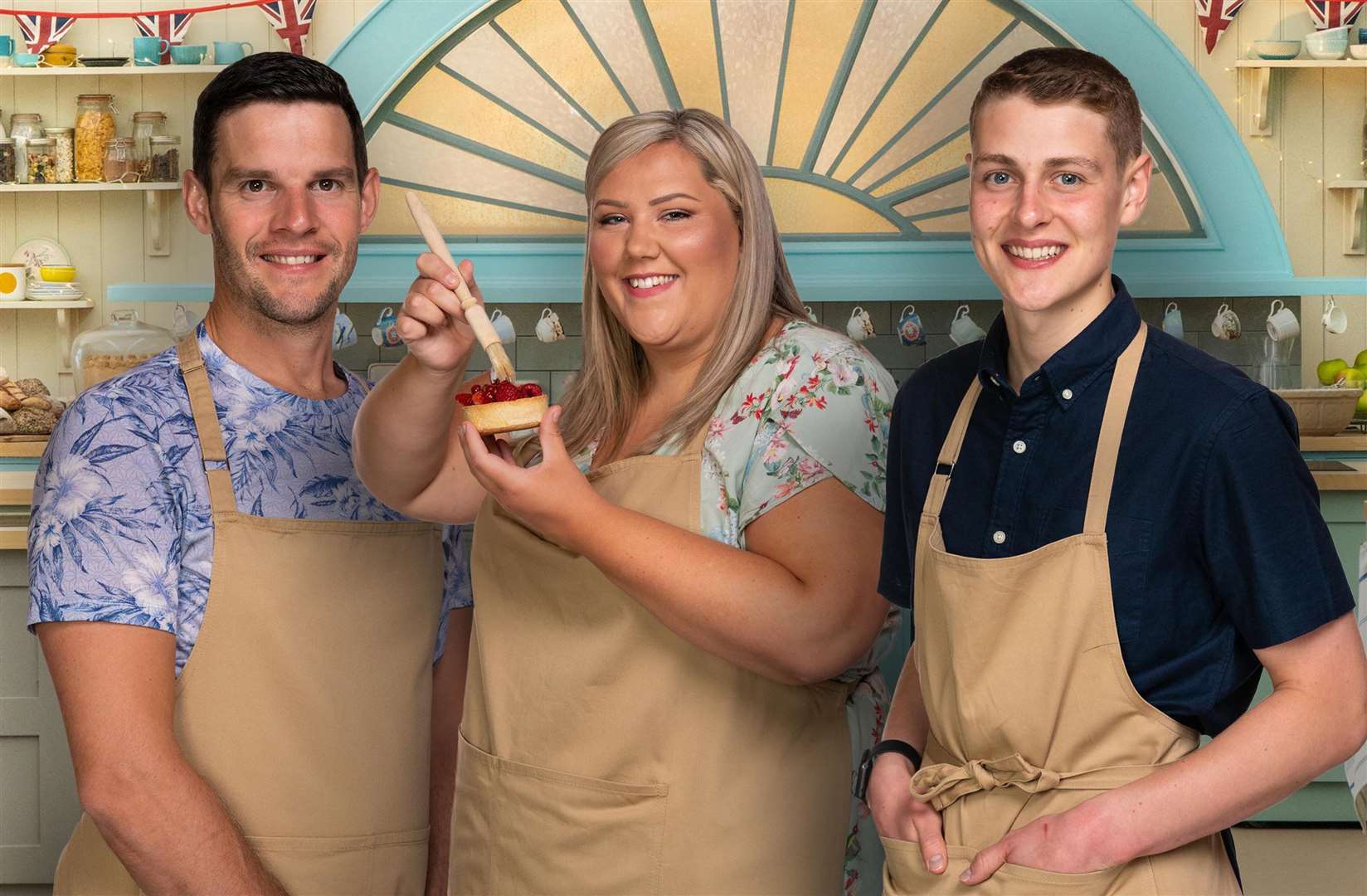 Laura Adlington, who was born in Gravesend, and now lives in Halling, with her fellow finalists Dave Friday, left, and winner Peter Sawkins. Picture: Channel 4