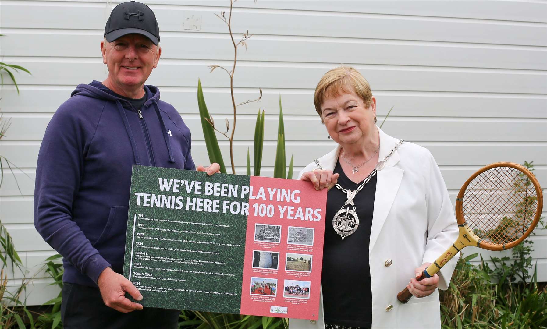 Deputy mayor of Gravesham council Jenny Wallace pictured with club chairman John Stevenson. Picture: Rob Powell