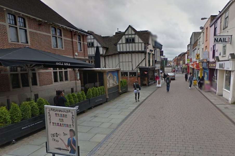 Looking towards Week Street, Maidstone, from Maidstone East station area: Credit Google