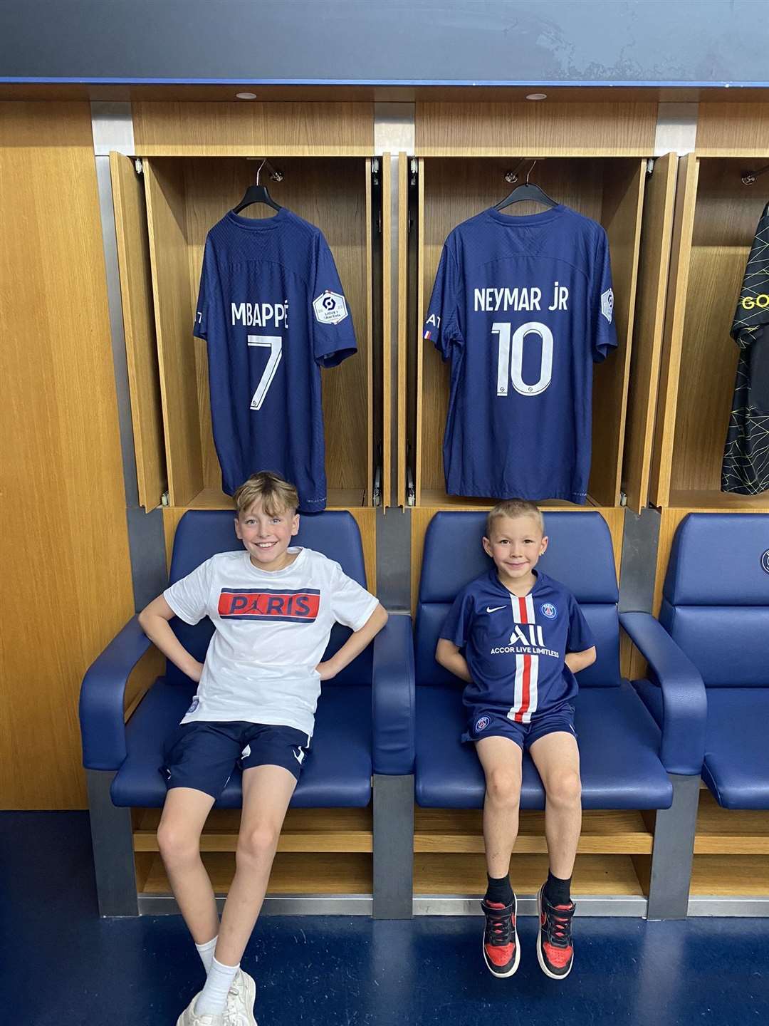 Josh and brother Theo at Paris Saint-Germain’s Parc des Princes stadium (Handout/PA)