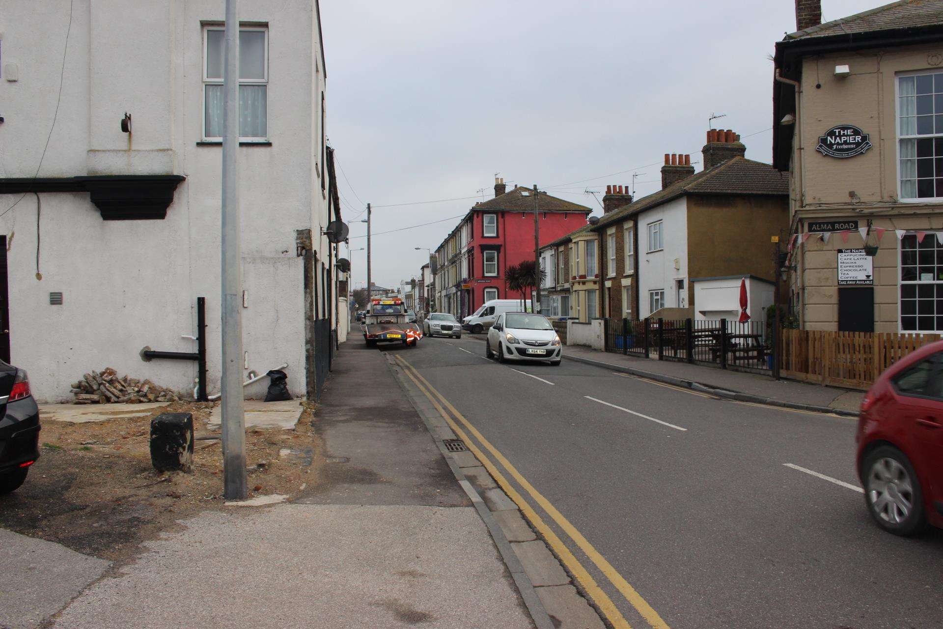 Steps make it difficult for cyclists, wheelchair users and parents with buggies to use the promenade at Neptune Jetty, Sheerness (7041847)