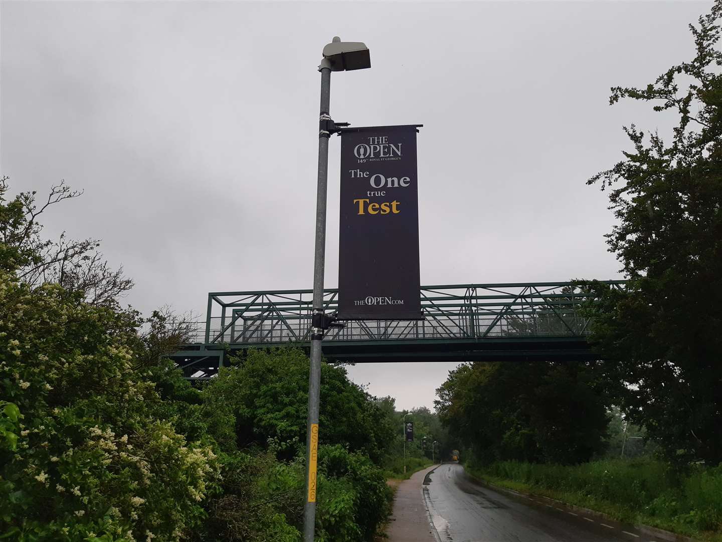 Promotion signs or The Open at Sandown Road, Sandwich, close to the course itself