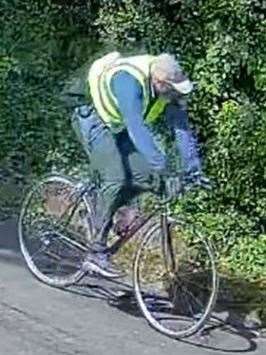 An image has been issued of a cyclist wanted in connection with a violent burglary in Parkfield near Wildernesse Golf Club, Sevenoaks. Picture: Kent Police