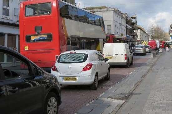 Traffic stretched all the way along Bank Street