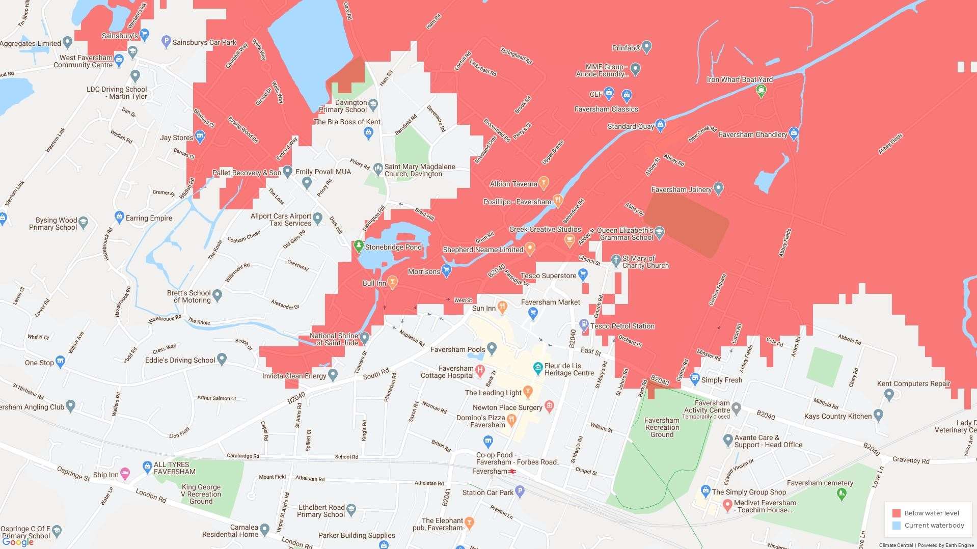 How Faversham could look by 2050. Picture: Climate Central