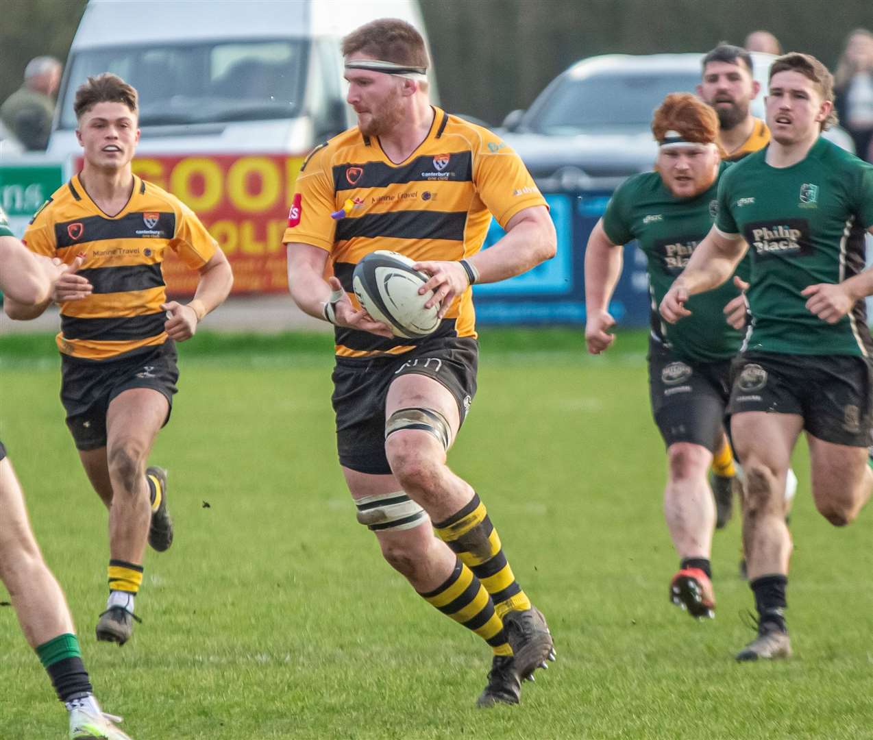 Jamie Stephens with the ball in hand for Canterbury. Picture: Phillipa Hilton