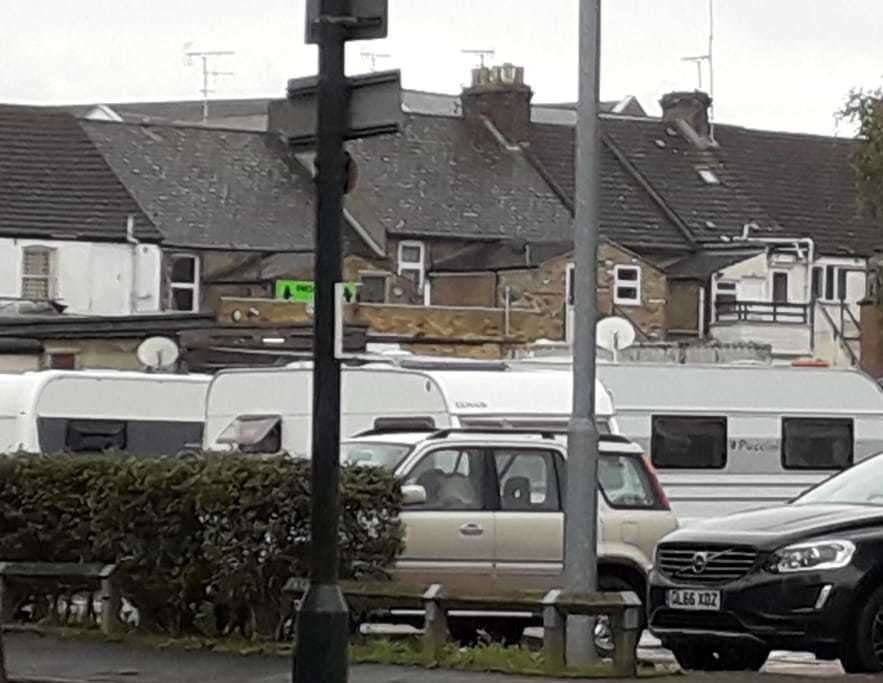 Caravans have moved onto the car park of the Rainham Precinct (20808059)