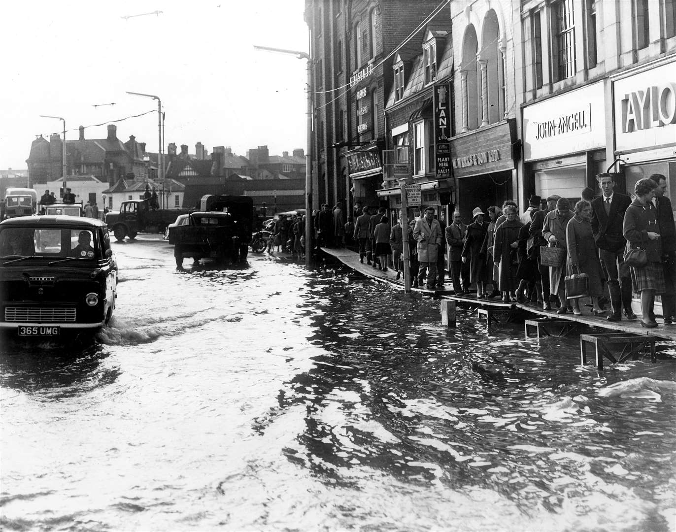 A temporary boardwalk was erected in Maidstone to help people walk up the High Street out of the water