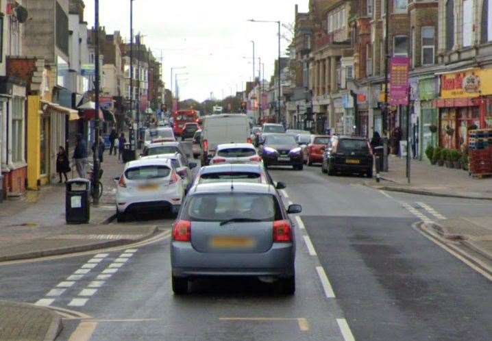 A toddler was taken to hospital after a pram was hit by a car in Northdown Road, Cliftonville, Margate. Picture: Google