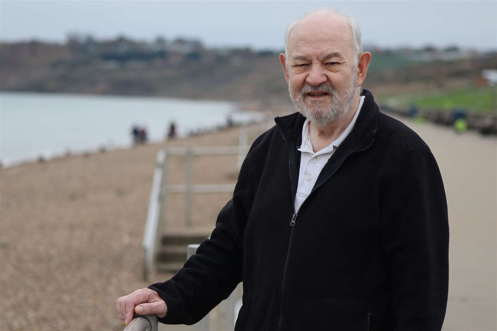 Sheppey actor Phil Goldacre on the beach near his home at Minster