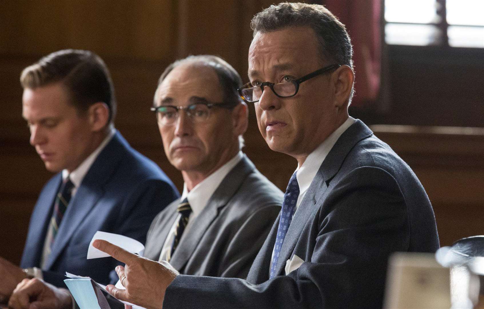 Mark Rylance with Tom Hanks in Bridge of Spies, directed by Steven Spielberg