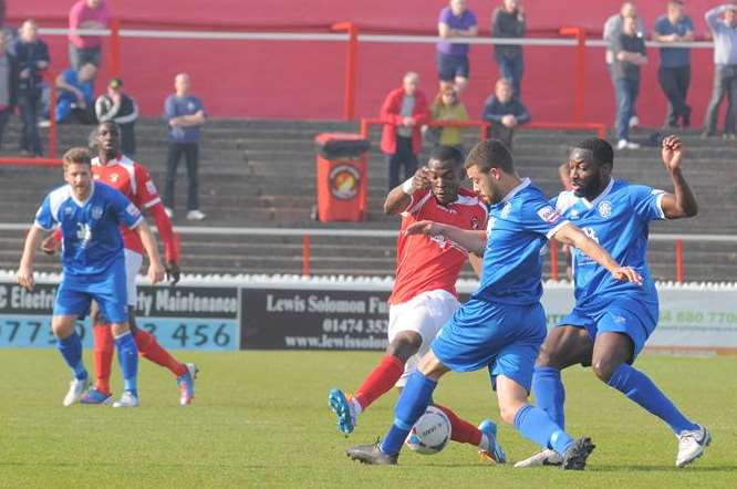 Tonbridge Angels, in blue, are looking for a new manager and chairman Steve Churcher has vowed to take his time Picture: Steve Crispe